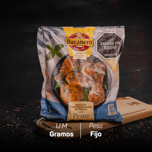 Muslos y Entremuslos de pollo en salsa pesto x 900g